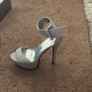 Silver glitter heels